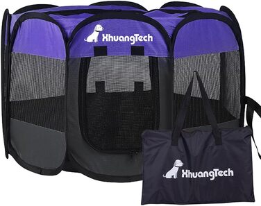 Клітка-манеж для собак та котів XianghuangTechnology, м'який матеріал, портативна, складана, для дому та вулиці, 80 x 58 см (Д x В), фіолетовий