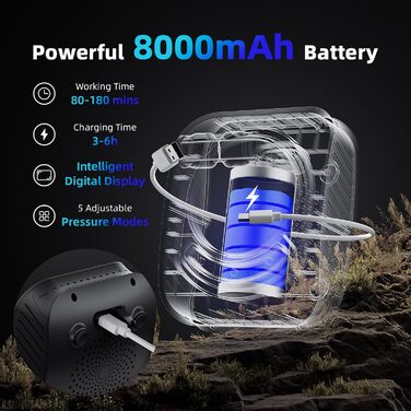 Митрікс Душ для кемпінгу портативний, 8000mAh з індикатором температури, 19 л, складаний відро, для кемпінгу, подорожей, саду, піших прогулянок, миття авто (чорний)