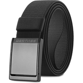 Тактичний чоловічий пояс BESTKEE, 3.8 см, регульований нейлоновий пояс з металевою пряжкою, чорний, розмір M (91-105 см)