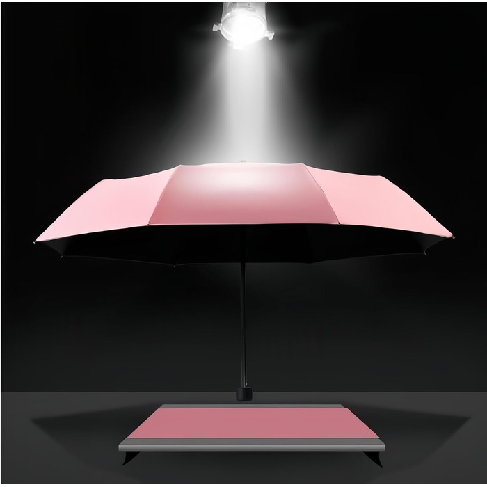 Зонт компактний, складаний, з UV-захистом, від Voy Lady – Рожевий, з квітковим малюнком (квіти сакури), діаметр у розкладеному стані 96 см