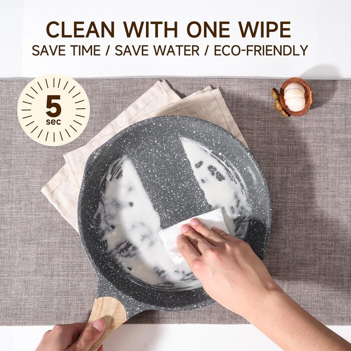 Набір сковорідок JEETEE 6 шт. з кришкою, антипригарне покриття, для всіх плит, індукційні, з кованого алюмінію, PFOA-free (Black, 20/24/28 см)