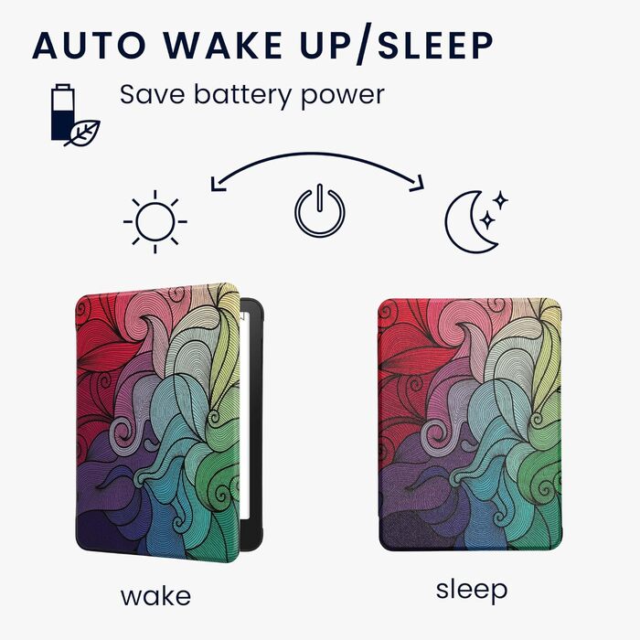 Чохол-книжка kwmobile для Amazon Kindle Paperwhite (2024)/Colorsoft - квітковий дизайн, магнітний замок, захисний чохол для електронного читача, синьо-червоно-білий, рожевий, блакитний, зелений