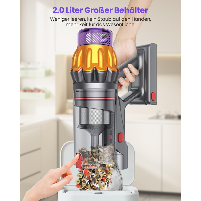 Акумуляторний пилосос SICBCGB 48000Pa/550W/70хв, 2.0L з HD-дисплеєм, антизаплутувальною щіткою, док-станцією, 11-шаровою фільтрацією для шерсті тварин та авто (фіолетовий)