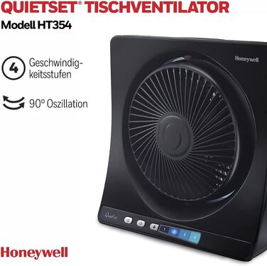Вентилятор Honeywell QuietSet Tower HT354 - Турбо вентилятор для дому, 5 швидкостей, осциляція 80°, таймер, пульт ДК