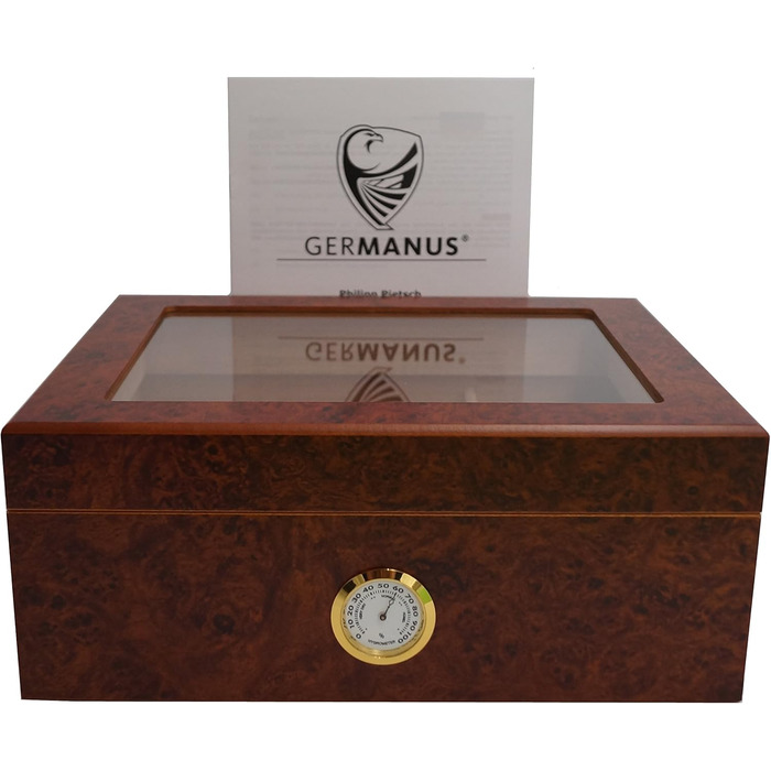 HUMANUS Humidor Desk I - Настільний вологозбережувач для сигар (50 шт.) з прозорою кришкою