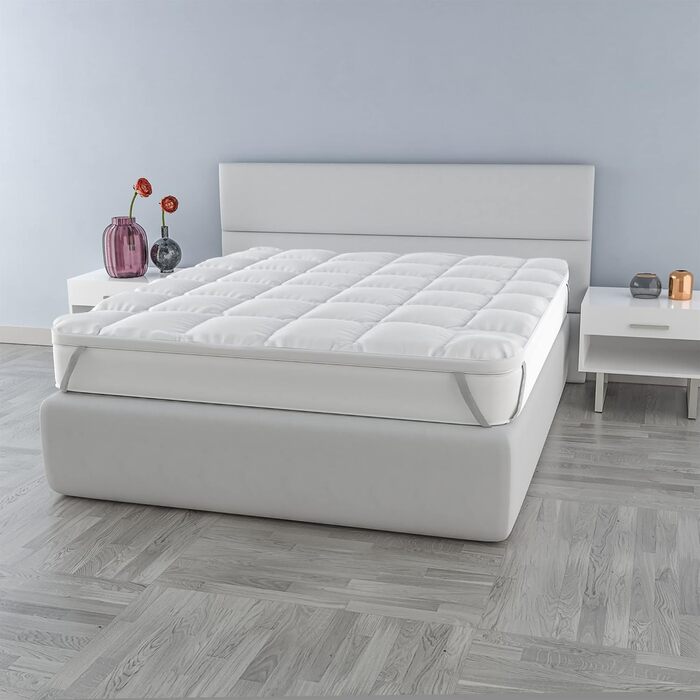 Gesteppt Topper “Plus” mattress protector, White, 160x195 cm
