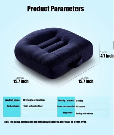 Ергономічна ортопедична подушка для сидіння PeiBan 40x40x12 см, підкладка для автомобіля, офісного крісла, кухонного стільця, інвалідного візка, садових стільців, дивана, синя