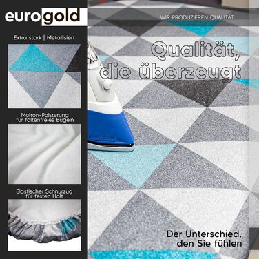 Чохол для прасувальної дошки Eurogold Triangles Laguna L-XL, бавовна, з металізованим покриттям, для парогенераторів, з гумкою, виготовлено в Європі