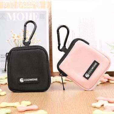 Сумка для ласощів для собак COOWONE з тренувальним клікером, водонепроникна, з тримачем для пакетів, чорна та рожева