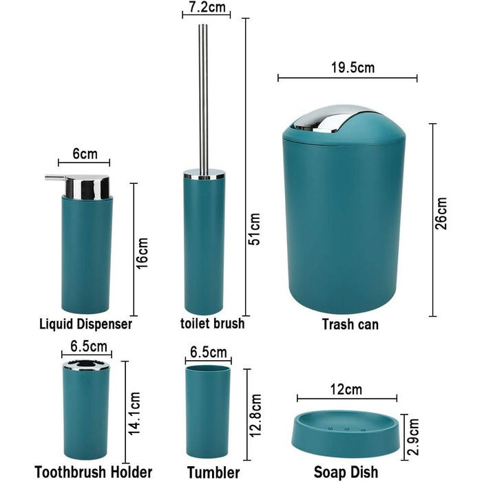 Набір аксесуарів для ванної кімнати Otostar 6 шт. з пластику (темно-зелений)