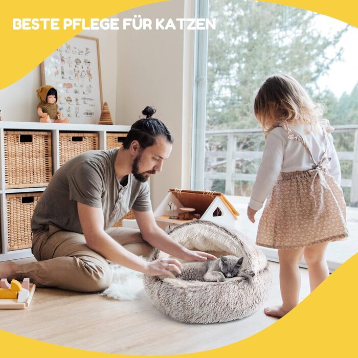 CATISM Cat Bed, Fluffy Cat Blanket, 50cm Cozy Cat Bed for Large Cats/Kittens Washable Snuggle Dog Bed/Dog House Soft Comfortable Coffee