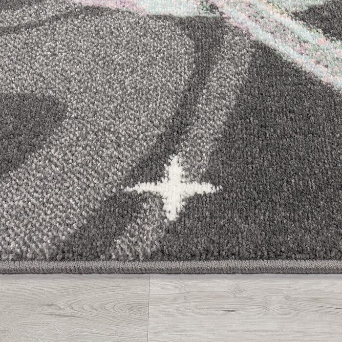Paco Home Children's Rug, Children's Room, Boy, Girl, Modern, Space, Planets, Stars, Soft, Anthracite, Multicolored, Size: 160x220 cm, 160 x 220 cm (Rectangular)