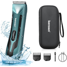 Електричний тример для тіла чоловічий Kensen з LED-підсвічуванням, водонепроникний IPX7, 100 хвилин роботи, зелений