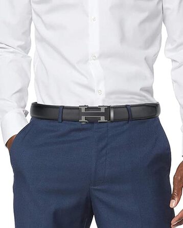 Чоловічий шкіряний ремінь з пряжкою Ratschengürtel, преміум якість, регульований, чорний, 124.5 см