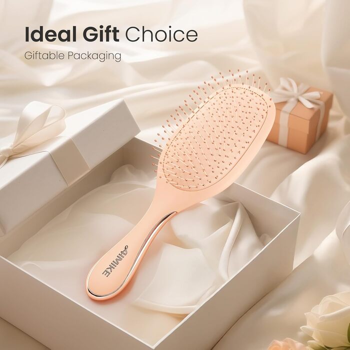 AIMIKE Rose Luxe Щітка для розчісування волосся без болю, з вентиляцією та ультрам'якими гнучкими щетинками FlexGlide, легко видаляє ковтуни, для мокрого та сухого волосся, для жінок, дівчаток та дітей (Рожева, з повітряною подушкою)