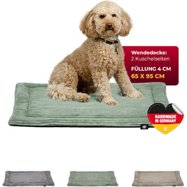 М'яка підстилка для собак XS з антиковзним покриттям – комфортний лежак для тварин, 65x95 см, Made in Germany (Зелений)