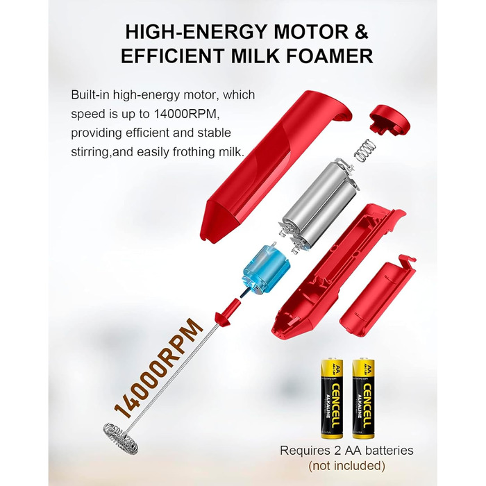 Ручний пінозмішувач COKUNST для матча, кави, гарячого шоколаду та лате - чорний (без підставки)