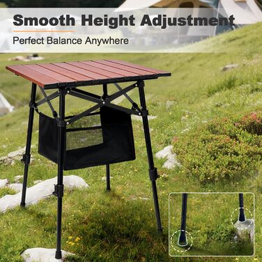 Складний алюмінієвий стіл для кемпінгу Odoland з регульованою висотою та сумкою для зберігання 46x42x42-60 см
