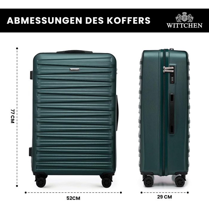 WITTCHEN Skyspeed Line - великий валіза-телескопічний кофр з ABS, 4 колеса, комбінаційний замок, для авіакомпаній Lufthansa/Eurowings/Ryanair/Condor