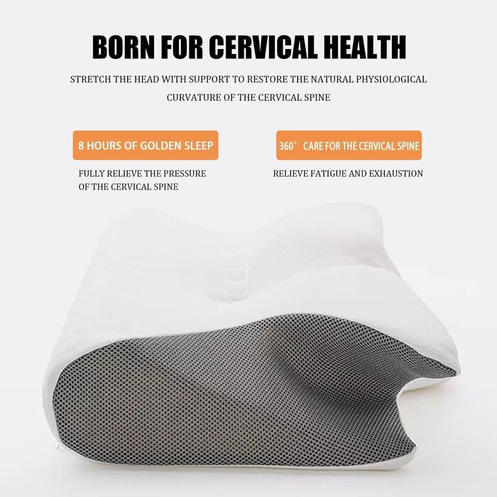 Ортопедична подушка Purova для шиї 2 в 1, з піною Memory Foam, для сну на боці, спині та животі (чорна)