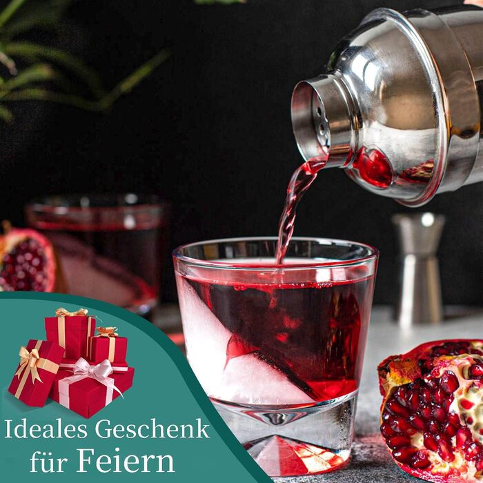 Набір для коктейлів 6 предметів з нержавіючої сталі, 750 мл, з рецептами - Барменський набір для дому, бару, вечірок