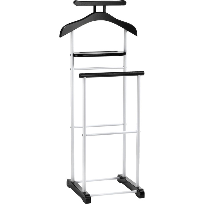 CARO-Möbel Сервант для одягу Medina з вішалкою для одягу, вішалкою для штанів та полицею - стильна підставка для одягу, метал, шпон дуба, чорний колір, для спальні та інших приміщень (білий/чорний)