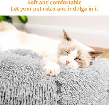 Килимок для котів та собак 50/60 см, м'який, плюшевий, круглий, антиковзаючий, легко миється