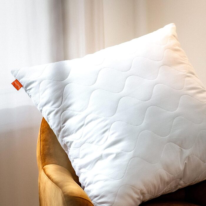 Sleepling 2er Set Pillow Comfort 300, Pillows made of 100% Cotton Satin, adjustable height, size guarantee, filling amount guarantee, 60 degrees, Ökotex 100, 80 x 80 cm, white 2 80 x 80 cm