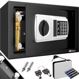 Сейф меблевий Deuba Tresor 31x20x20 см з кодовим замком, LED підсвіткою та ключем - чорний