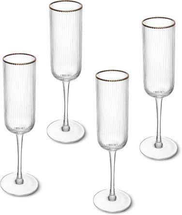 Набір келихів для вина MIKASA Sorrento з кришталю з золотим кантом, 375 мл, 4 шт. Без свинцю, елегантний дизайн для свят