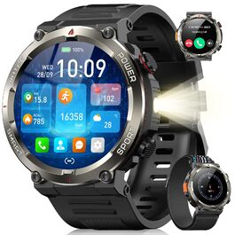 Смарт-годинник Blackview IP68: Компас, 100 днів автономії, Bluetooth-дзвінки, моніторинг серця та сну, 100+ режимів спорту, сумісний з Android/iOS, чорний
