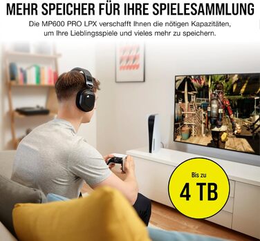 SSD Corsair MP600 PRO LPX 4TB M.2 NVMe PCIe Gen4 - Оптимізовано для PS5, 7100 МБ/с (білий)