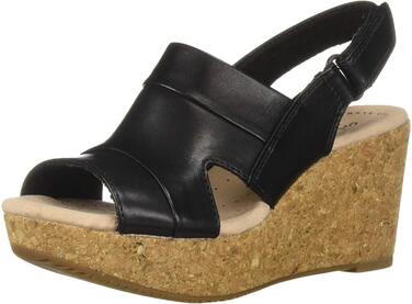 Босоніжки Clarks Annadel Eirwyn на танкетці, шкіра, чорні, широка колодка 44 EU