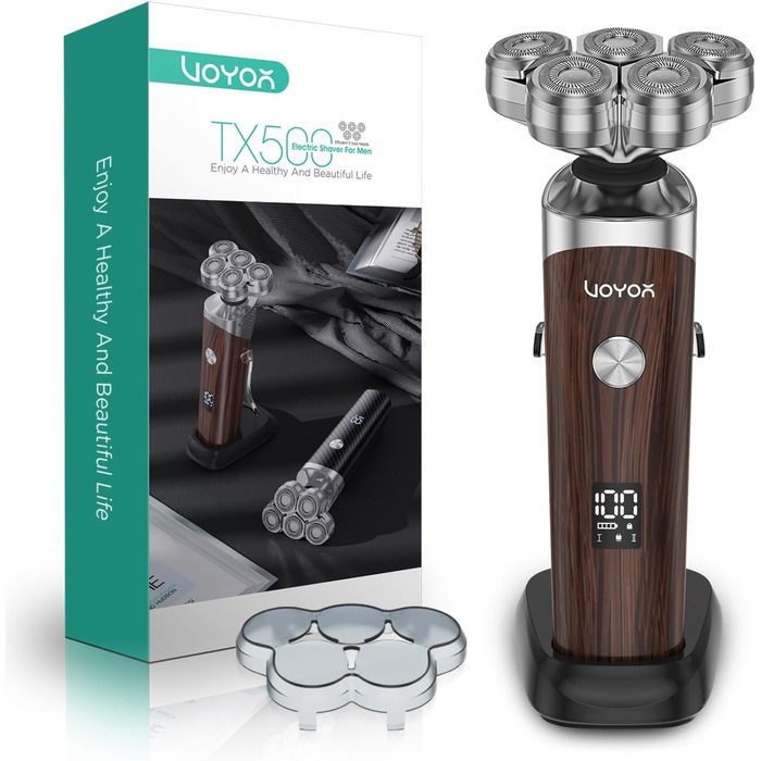 Електричний чоловічий бритва VOYOR TX500 5D з LED дисплеєм та бездротовою зарядкою (150 хв)
