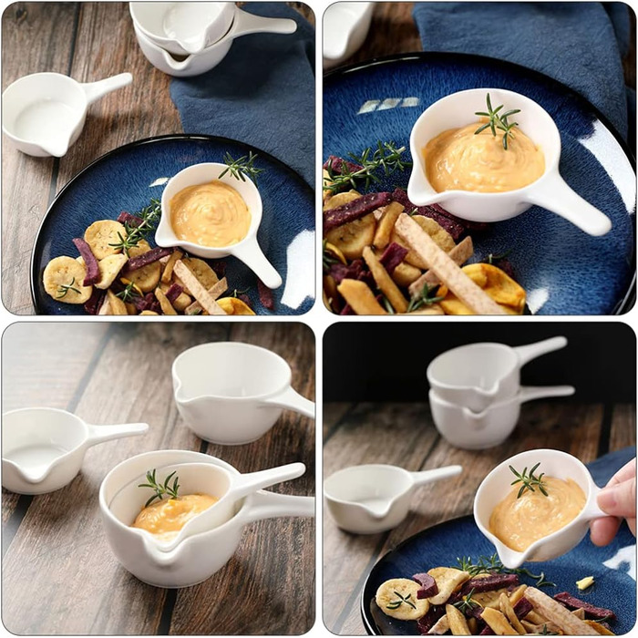 Cabilock 2Pcs Ceramic Sauce Boat Sauce Jug Sauce Bowl Dipping Bowl Porcelain Appetizer Dessert Plate for Salad Soy Tomato Sauce