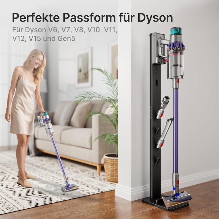 Підставка для пилососів Dyson з 4 гачками та 4 полицями, сумісна з серіями Gen5, V15, V12, V11, V10, V8, V7 та V6, без свердління, для зберігання пилососа та аксесуарів