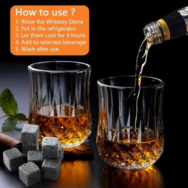 Набір для віскі з каменями, 8 каменів, 2 склянки 200 мл, 2 підставки, дерев'яна коробка, оксамитовий мішечок, пінцет. Подарункова коробка для чоловіків