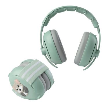 Навушники шумоізоляційні дитячі 3-48 місяців - захист слуху для малюків 25dB, шумопоглинання - м'які дитячі навушники з еластичним регульованим обручем (зелені)
