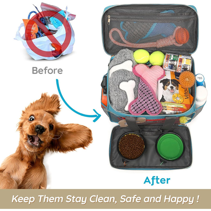 Універсальна переноска для тварин, ідеальна для подорожей та ночівель, аксесуари для котів та собак, стильна сумка-переноска з багатьма кишенями (Океановий блакитний)