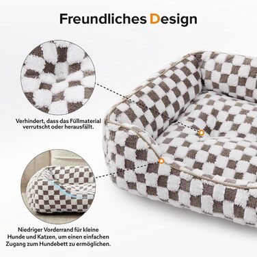 FURTIME Dog Bed - Large Dogs, Non-Slip Dog Beds, Washable Dog Basket, Anti-Anxiety Plush Dog Cuddler, Suitable for Large Labrador Retrievers, German Shepherds, 89×63×23 cm (XL (89×63×23 cm), Chocolate)