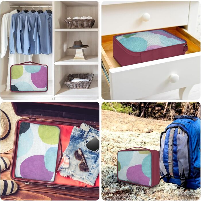 Органайзер для валізи 12 шт. Set, водонепроникні кубики для пакування, тревел-органайзер для сімейних подорожей, зберігання вдома (Бордовий, 12 шт.)