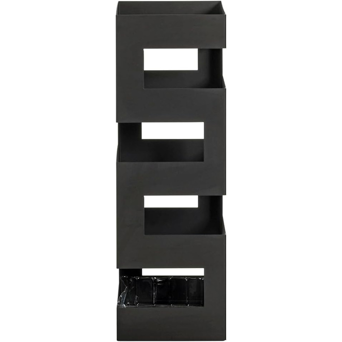 HAKU Modern White Metal Umbrella Stand - 16x48x16 cm - Black Accent