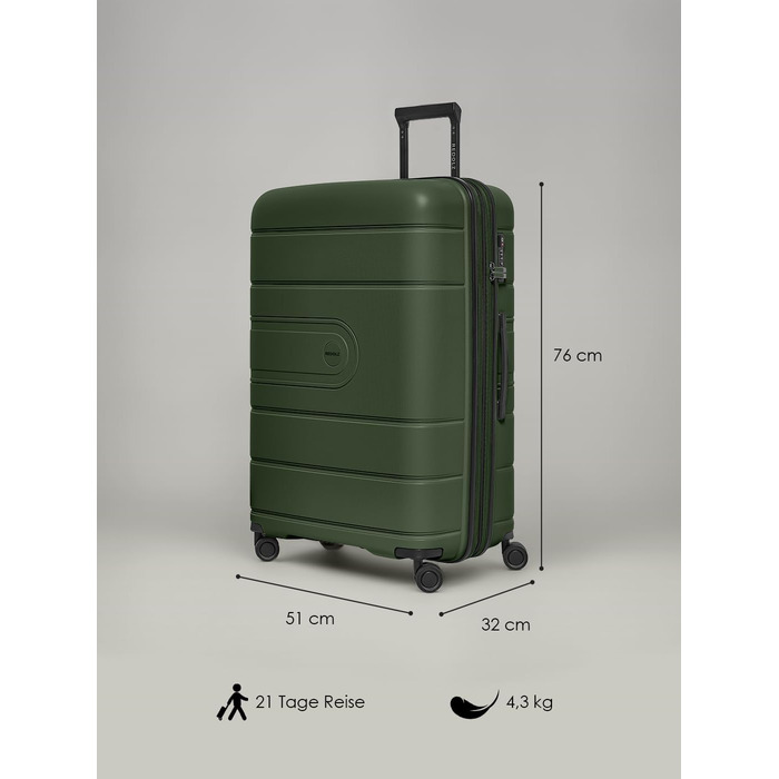 Набір валіз REDOLZ Essentials 11: 3 валізи (56 см, 76 см, Olive)