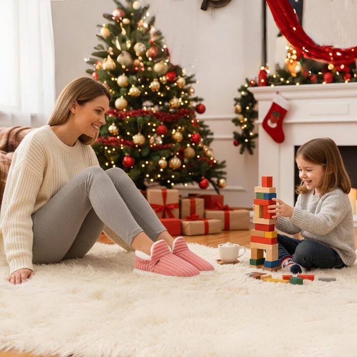 Тапочки зимові жіночі та чоловічі теплі, закриті, з плюшу, м'які, сучасні, зручні, елегантні, з антиковзким покриттям, з пам'яті піною, 38/39 EU, рожеві