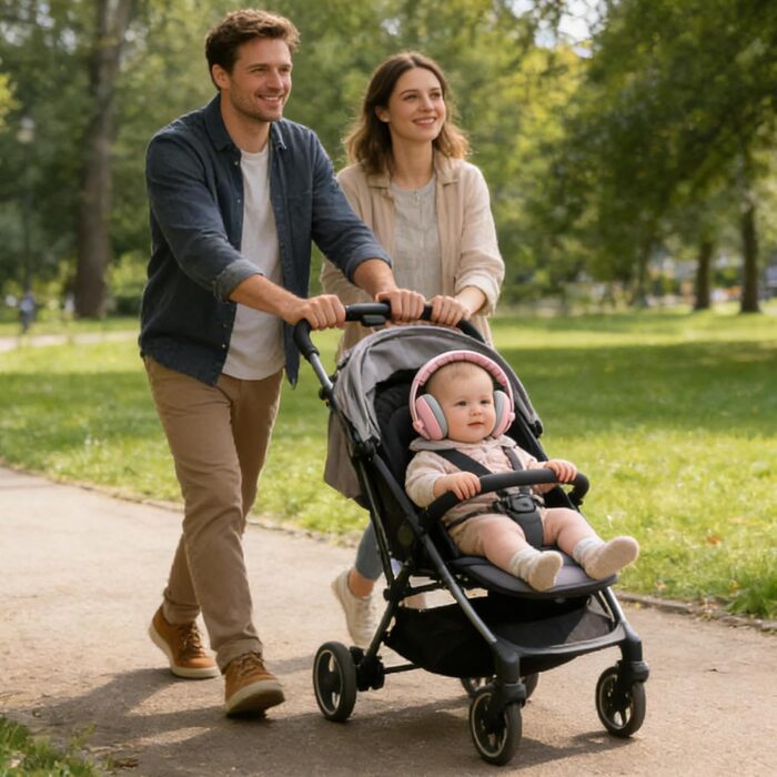 Дитячий навушник-захист від шуму 2-в-1, регульовані навушники, захист від шуму до 48 місяців, капсульний захист для новонароджених, рожевий