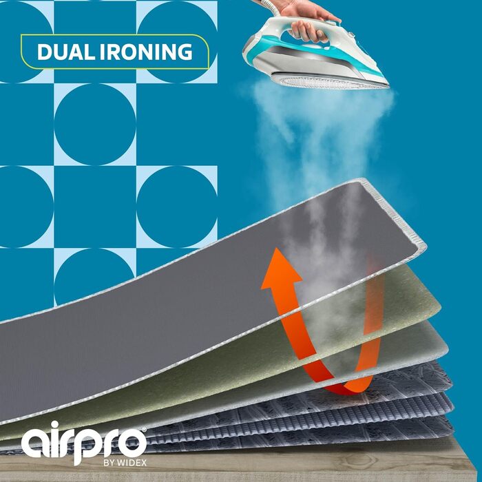 Airpro by Widex Giant Ironing Board Cover - 148x80 cm – 6 Layers! Extra Thick Padding & Durability – Ironing Board Cover for Your Table - Iron Faster and More Comfortably on Your Table Anthracite Giant Ironing Cover
