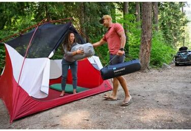 Каремат туристичний Therm-a-Rest Basecamp з самонадуваючимся шаром, WingLock-клапан, для дорослих, розмір 50.8 x 183.9 см, блакитний, з сумкою для зберігання