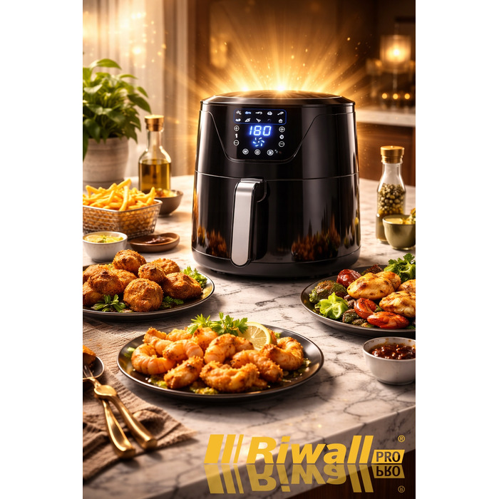 Аерофритюрниця Riwall Dunga 7L XXL 1800W — велика сімейна фритюрниця без олії