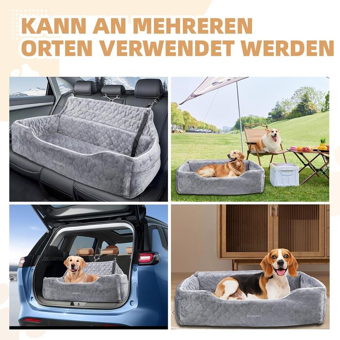AutoZen Dog Car Seat for Medium to Large Dogs up to 54 lbs - Washable & Removable Pet Seat Cover for Back Seat, Grey