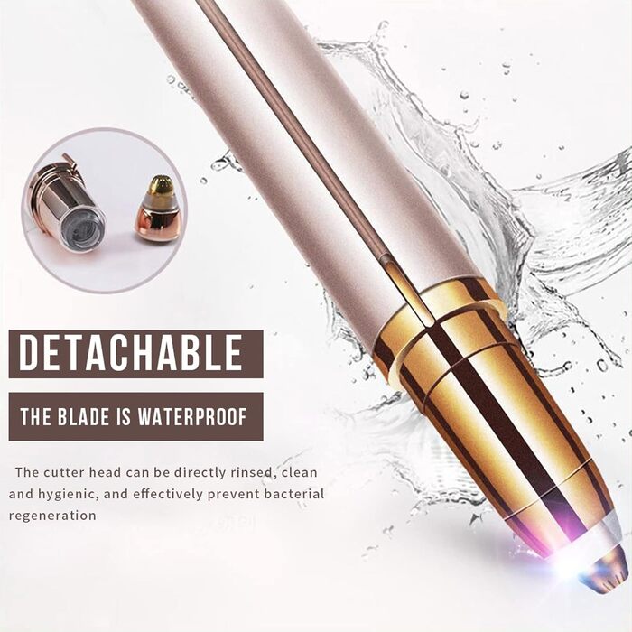 Електричний тример для брів та обличчя для жінок, безболісний, з гребінцем, білий/рожеве золото